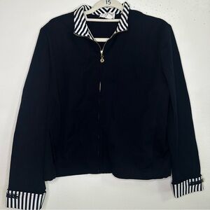 St John Sport by Marie Grey Navy Blue Striped detail jacket